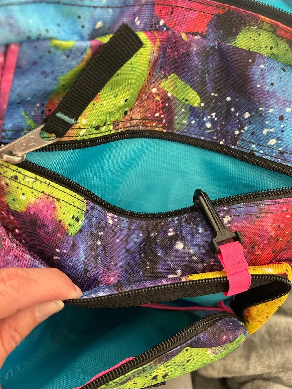 Jansport Bright Galaxy Paint-Splatter Backpack - Pink Blue Yellow Green Purple